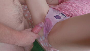 Accidental incest: step sister caught in the act of pawing her pink cooter and getting spunk on it.