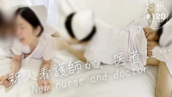 Sloppy conversing doctor and nurse have sex on the patient's couch