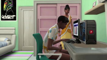Stepmother catches stepson pleasuring himself while watching porn on the computer