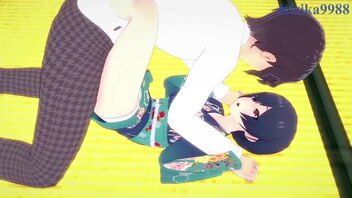 The Idolm@ster Glistening Colors manga porn featuring Rinze Morino and Hana Suzuki in powerful scene.