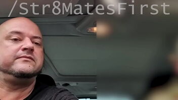 Straight army father gets a oral pleasure from an Aussie taxi driver in public